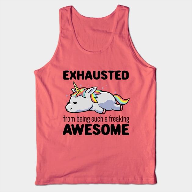 Exhausted From Being Awesome Lazy Unicorn Gift Tank Top by eduely